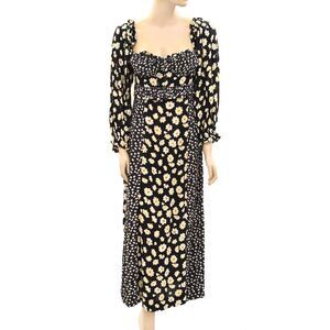 Free People Tigerlilly Long Sleeve Maxi Dress Ruffle Printed Resort S New 273500